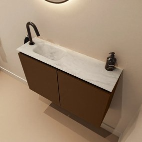 Mondiaz Ture DLux toiletmeubel 80cm rust met wastafel opalo links met kraangat