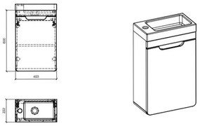 Comad Aruba White 826 FSC fonteinkast 40cm eiken/wit