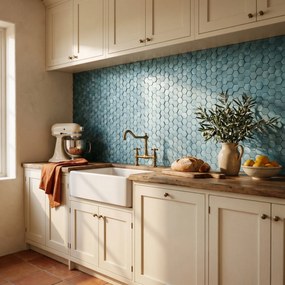 Zelfklevende Mozaïektegels Metaal | Hexagon Blauw | 28,8×29,2 cm | Keuken, Bad & WC