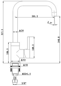 Best Design Sort keukenkraan chroom 32cm hoog