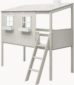 Houten mid-high kinderbed Classic 1/1 met ladder en veiligheidshekje