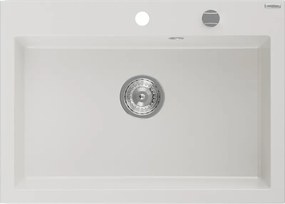 Mexen Elix granieten spoelbak 1-komers 700 x 500 mm, wit, chrom sifon - 6526701005-20