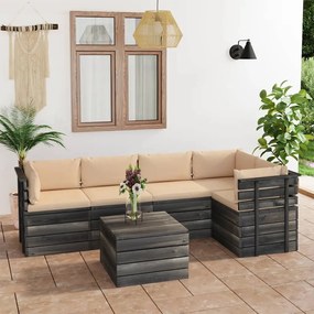 vidaXL 6-delige Loungeset met kussens pallet massief grenenhout