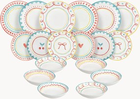 Porseleinen serviesset Madison Cherry Pop, 6 personen, 18-delig