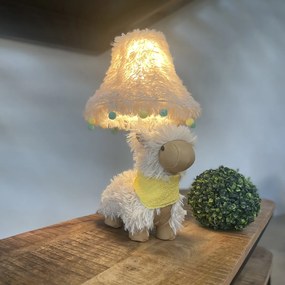 Stoffen Kinder tafellamp alpaca wit incl LED - Alma Kinderlamp Binnenverlichting Lamp