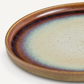 Set van 4 platte borden in iriserend aardewerk, Liega
