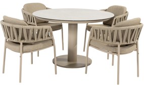 Calma Sarah dining tuinset 120xH75 cm rond 5 delig keramiek latte Taste 4SO