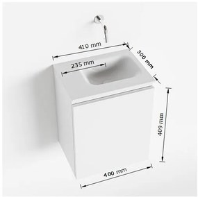 Mondiaz Olan 40cm toiletmeubel talc met wastafel talc rechts 1 kraangat