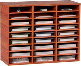 VEVOR Houten literatuurorganizer met 27 compartimenten, verstelbare planken, organizer van MDF, opbergruimte voor bestanden, documenten, papieren en tijdschriften op kantoor, thuis, op school, bruin
