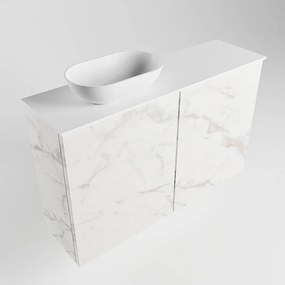 Mondiaz Fowy toiletmeubel 80cm Carrara met witte waskom links zonder kraangat