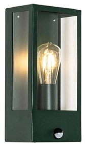 Buiten wandlamp donker groen met bewegingsmelder IP44 - Rotterdam Industriele / Industrie / Industrial E27 IP44 Buitenverlichting