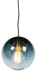 Smart hanglamp messing met oceaanblauw glas 20 cm incl. Wifi ST64 - Pallon