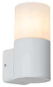 Moderne buiten wandlamp wit met opaal witte kap IP44 - Odense