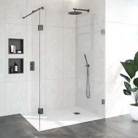 BRAUER Void inloopdouche helder glas 140x200 met 40 zijwand incl. glascoating PVD gunmetal geborsteld GS-VOI2H14040200GM