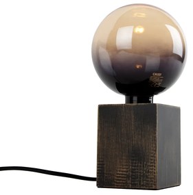 Landelijke tafellamp hout zwart incl. LED G125 dimbaar - Bloc Landelijk, Modern E27 rond Binnenverlichting Lamp