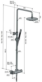 Hotbath Cobber SDS9BK thermostatische opbouw doucheset met 30cm hoofddouche zwart chroom