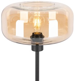 Art Deco tafellamp zwart met amber glas - Bizle Art Deco E27 rond Binnenverlichting Lamp