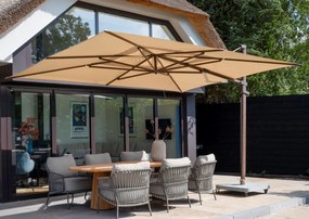 4 Seasons Outdoor Finca parasol met Wengé frame en Beach doek 400 x 300 cm  Parasol    beige weerbestendig