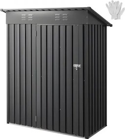 VEVOR Metalen Gereedschapsschuur, Gereedschapsschuur met Afsluitbare Deur en 2 Ventilatiesleuven, Tuinschuur voor Buitenopslag voor Achtertuin, Tuin, Terras, Fiets, 1533 x 876 x 1815 mm