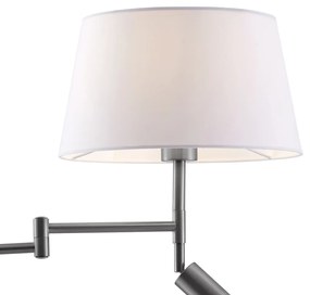 Vloerlamp staal met witte kap en verstelbare leeslamp - Ladas Retro, Klassiek / Antiek E27 Binnenverlichting Lamp