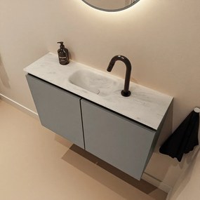 Mondiaz Ture DLux toiletmeubel 80cm smoke met wastafel opalo midden met kraangat