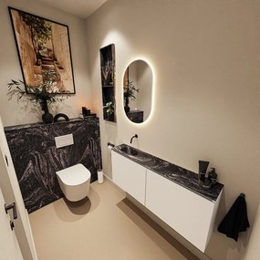 Mondiaz Ture DLux toiletmeubel 120cm talc met wastafel lava links zonder kraangat