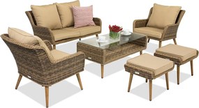 Bilbao Coffee tuinmeubelen 4 + 2 Garden Point poefs bruin