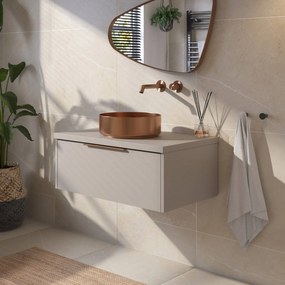 Saqu Lima badmeubel incl. afdekblad 80x51x32cm mat greige – koperen greep