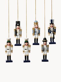 Kerstfiguren Moustache in de vorm van een notenkrakervorm uit hout, set van 5