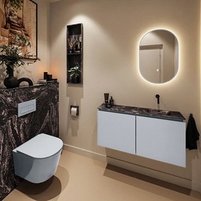 Mondiaz Ture DLux toiletmeubel 100cm clay met wastafel lava rechts zonder kraangat