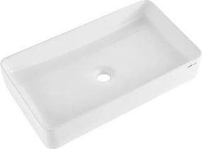 VEVOR Rechthoekige wastafel, 61 x 35 cm, wastafel voor op het aanrecht, witte keramische wastafel, moderne stijl, helder en elegant, goed verpakt voor badkamer, hotel, toilet, camper