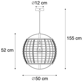 Stoffen Oosterse hanglamp bruin 50 cm - PascalOosters E27 Binnenverlichting Lamp