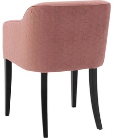 Goossens Eetkamerstoel Peda roze stof met armleuning, elegant chic