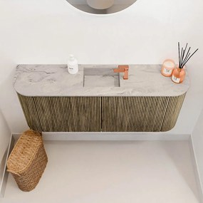 Mondiaz Joya DLux 105cm toiletmeubel ronding links/rechts dusk met wastafel faye midden 1 kraangat glace
