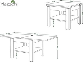 LEO Artisan Eiken / beige - KOFFIETAFEL MET UITKLAPBAAR BLAD