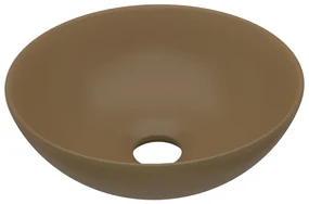 vidaXL Wastafel rond keramiek matcrème