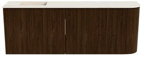 Mondiaz Joya DLux 110cm toiletmeubel ronding rechts walnut met wastafel faye links 1 kraangat meli