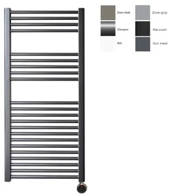 Sanicare electrische design radiator 111,8 x 45 cm. Gun metal met thermostaat chroom (linksonder) HRLEC451118/M