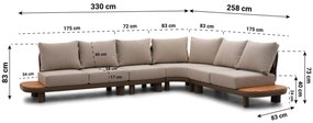 Hoek loungeset 6 personen Aluminium/Rope /Teak Taupe  Santika Furniture Santika