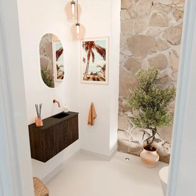 Mondiaz Joya 70cm toiletmeubel walnut met wastafel faye rechts zonder kraangat urban