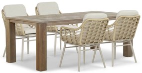 Tuinset 4 personen 200 cm Aluminium/wicker Taupe Coco Antoni/Brighton