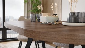 Mazzoni EXPANSO Bruin Eiken / zwarte poten - OVALE UITSCHUIFTAFEL 160-360 cm VOOR 16-18 PERSONEN