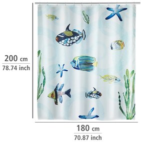 Wenko douchegordijn 180x200cm Aquaria inclusief ringen