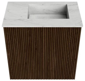 Mondiaz Joya DLux 40cm toiletmeubel walnut met wastafel faye rechts zonder kraangat opalo