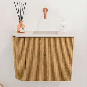 Mondiaz Joya DLux 50cm toiletmeubel ronding links oak met wastafel faye rechts zonder kraangat meli