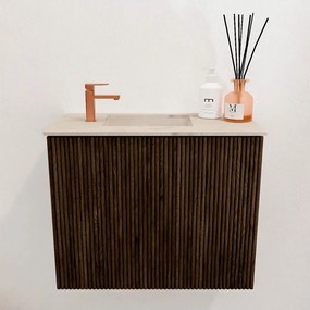 Mondiaz Joya DLux 50cm toiletmeubel walnut met wastafel faye links 1 kraangat frappe
