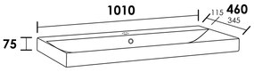 Sanituba Wave wastafel keramiek met kraangat 100cm