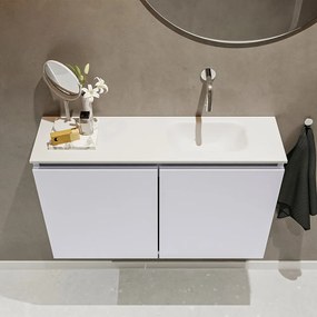 Mondiaz Ture 80cm toiletmeubel cale met wastafel talc rechts geen kraangat