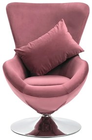 vidaXL Draaistoel eivormig met kussen fluweel roze
