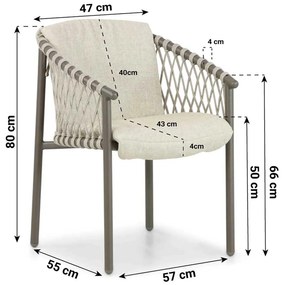 Tuinset 6 personen  Aluminium/rope Taupe 4 Seasons Outdoor Allora/Sand